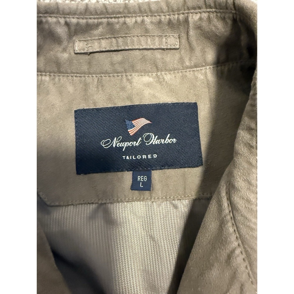 Newport Harbor Tailored Bomber Jacket Faux Suede Size L Tan/Beige/Khaki, Lined - Picture 4 of 15